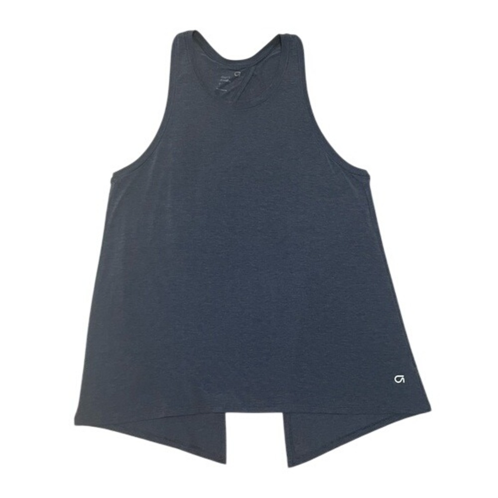 GapFit Breathe Open Back Tank Top Women's Small Navy-Blue Heather Split Back